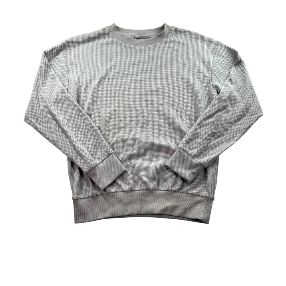 Comfrt Waffle Lounge Long Sleeve S Light Gray Crewneck Relaxed Fit Pullover